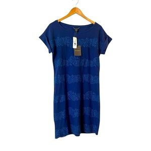 NWT! TOMMY BAHAMA Royal Blue Tropic Leaf Striped Dress, Deep Space, 100% Cotton